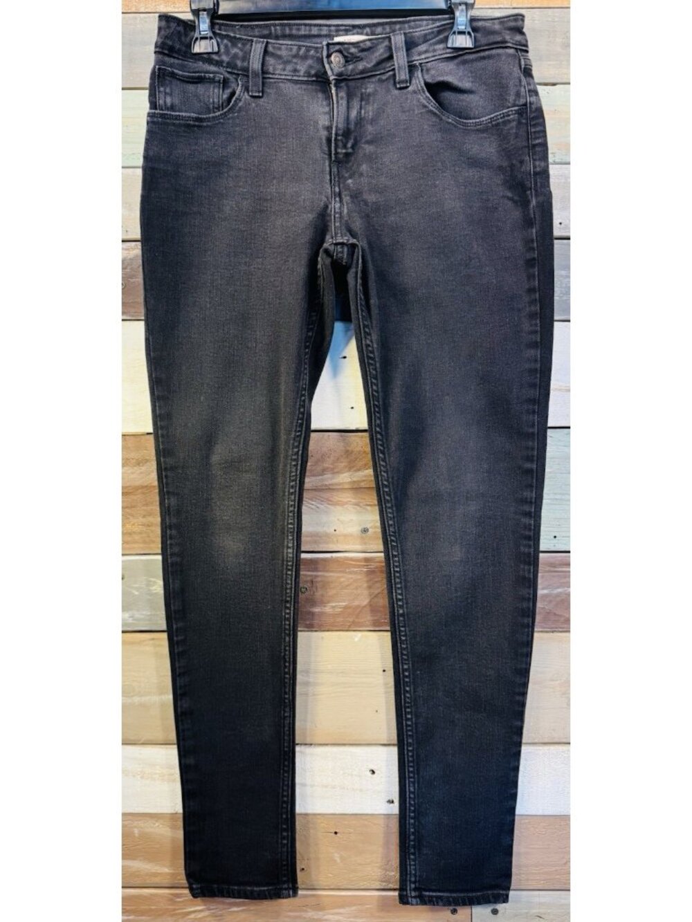 LEVI'S 535 Women Black Demi Curve Mid Rise SUPER SKINNY SLIM Jeans Size W30